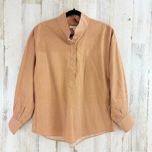 Ann Mashburn Anaya Popover Shirt M Liberty London Orange Floral Tana Lawn